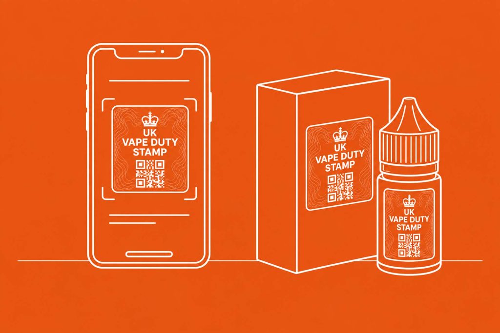 Digital vape stamp on E-liquid products